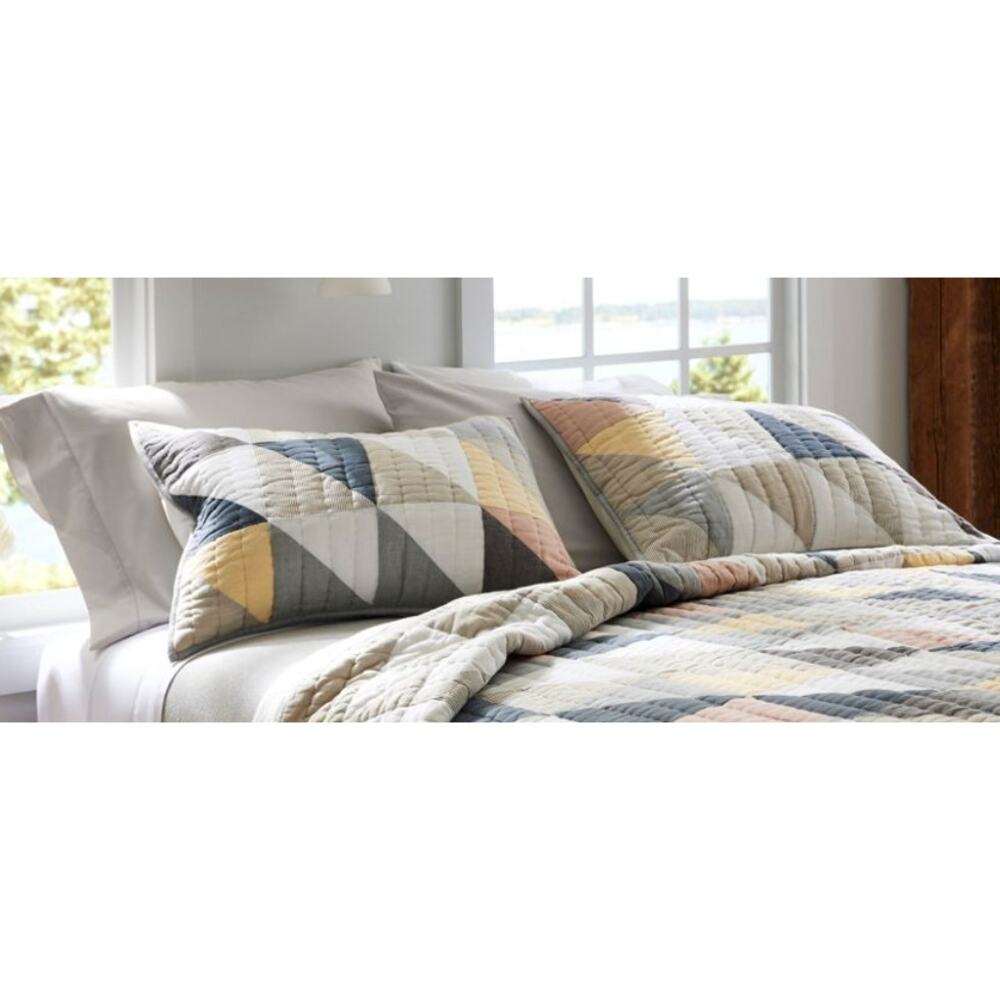 LL Bean Flying Geese Standard Quilted Pillow Sham | set of 2 NEW - Picture 2 of 8